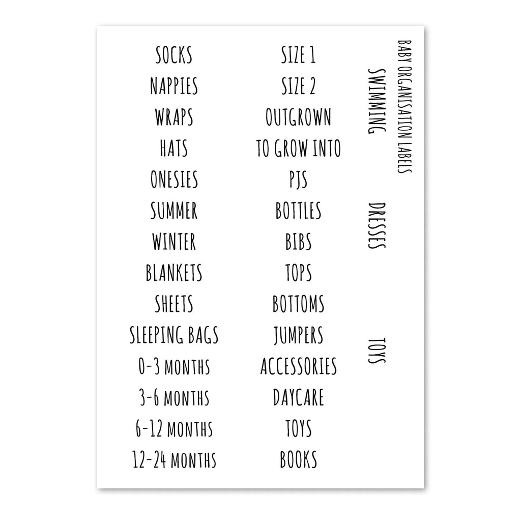 Baby Labels - Clear Rectangular Organisation