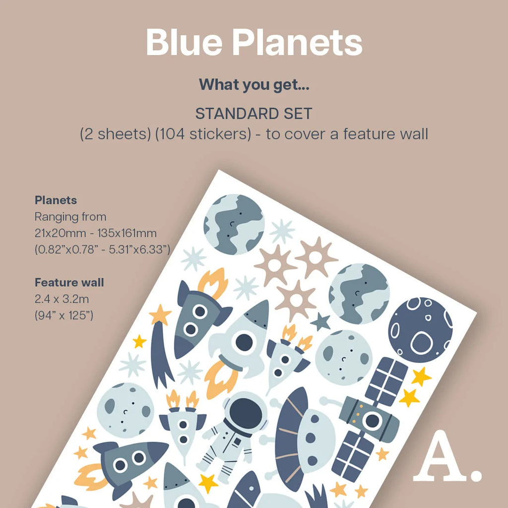Blue Planets Kid’s Wall Decal - Decals Sea and Space