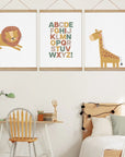 Cute Lion Giraffe and Multi Alphabet Print - Prints Animals