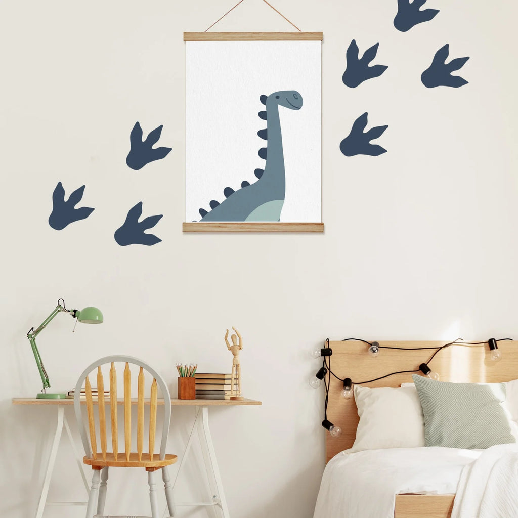 Dino Footprints Wall Decals - Blue Abstract Shapes
