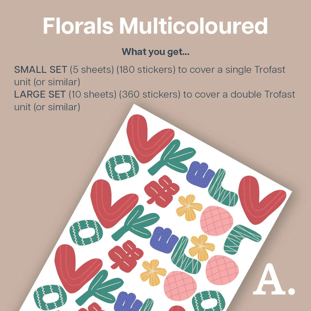 Florals Multicoloured - Storage Tub Decals Organisational