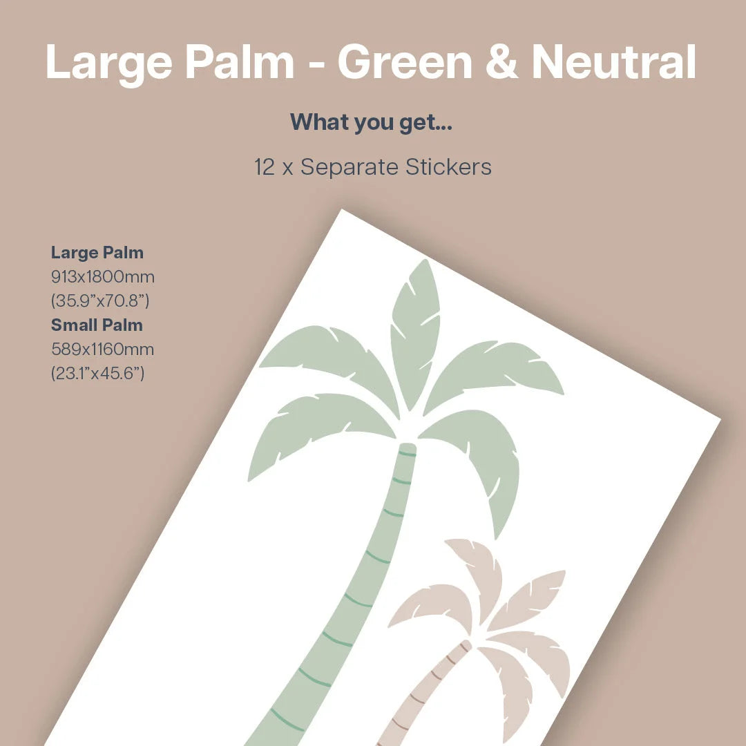 Green &amp; Neutral Palm Tree Wall Decal - Large - Decals