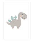Grey Dinosaur and Triceratops Print - Prints Jurassic