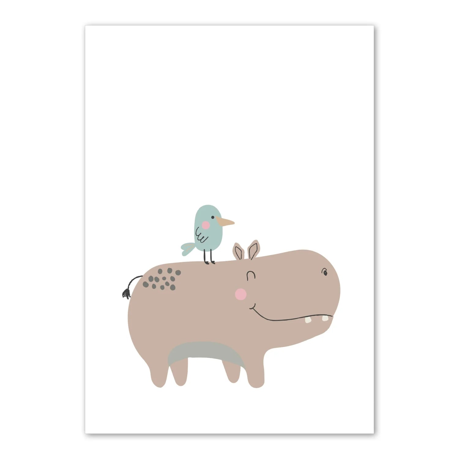 Hippo and Elephant Print - Prints Animals