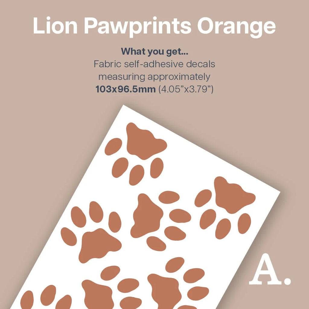 Lion Paw Print Wall Decals - Orange Abstract Shapes