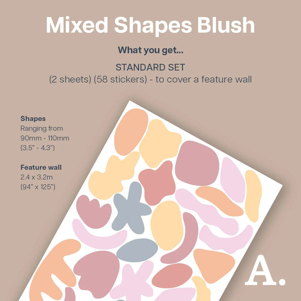 Mixed Shapes Blush Wall Decal - Decals Abstract