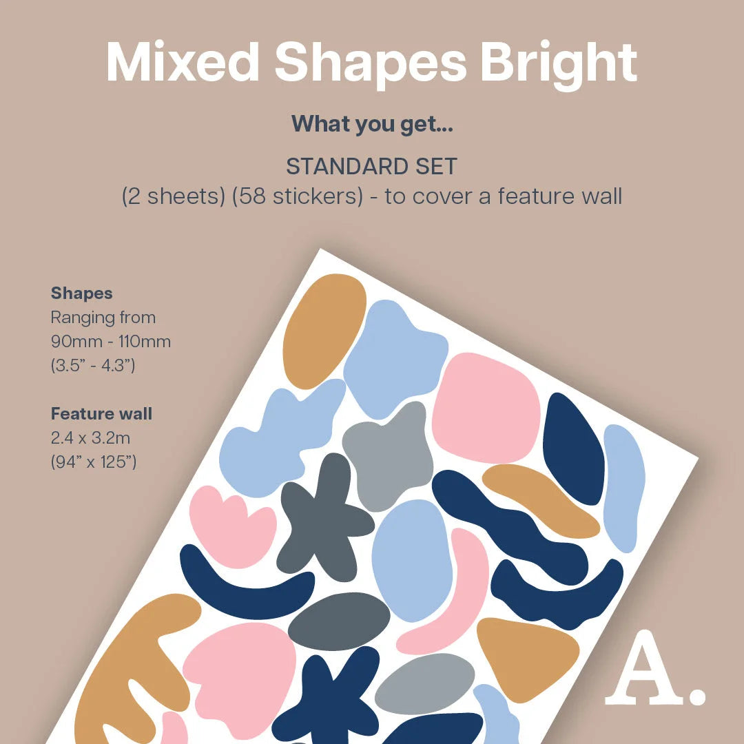 Mixed Shapes Bright Wall Decal - Decals Abstract