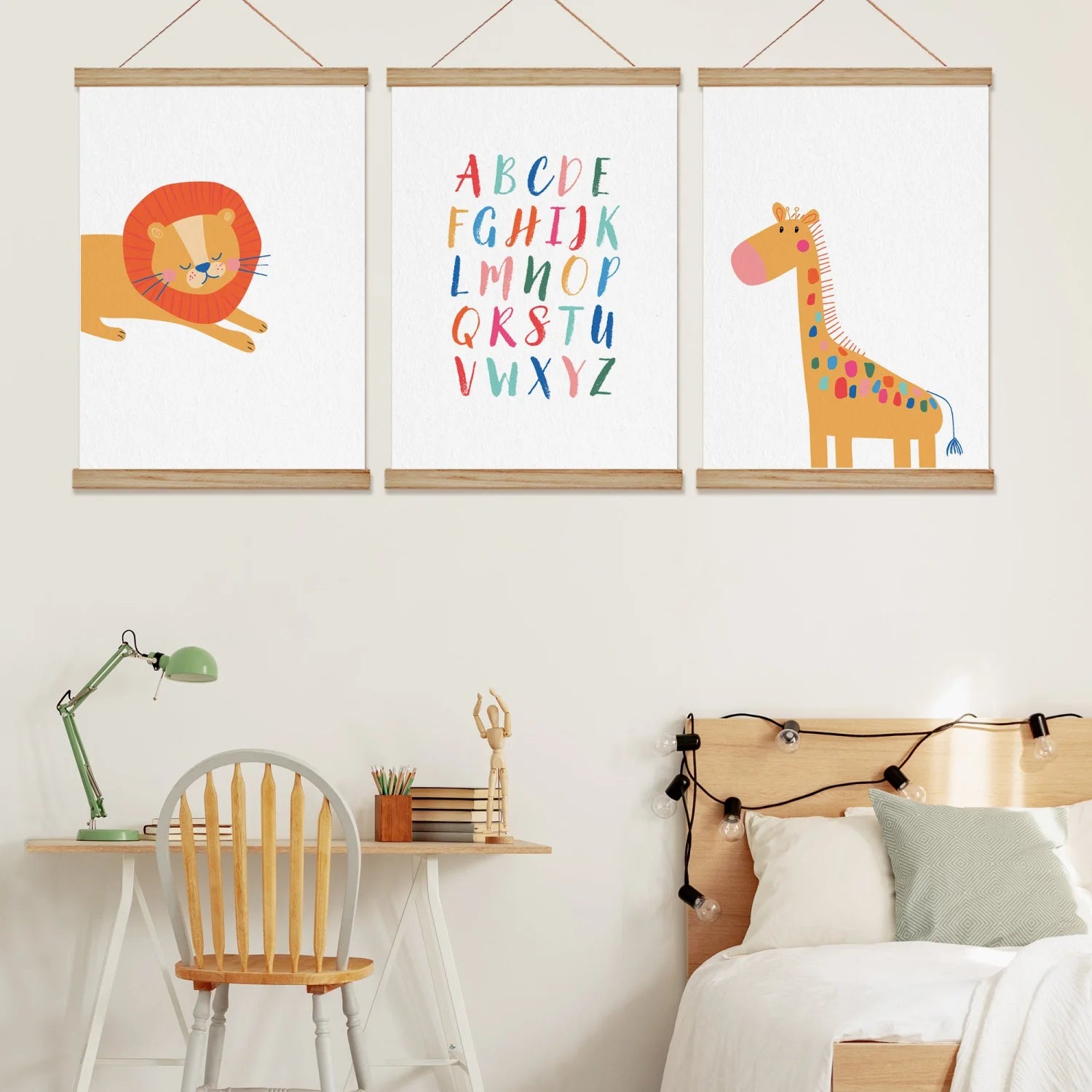 Mr Lion Giraffe and Bright Alphabet Print - Prints Animals