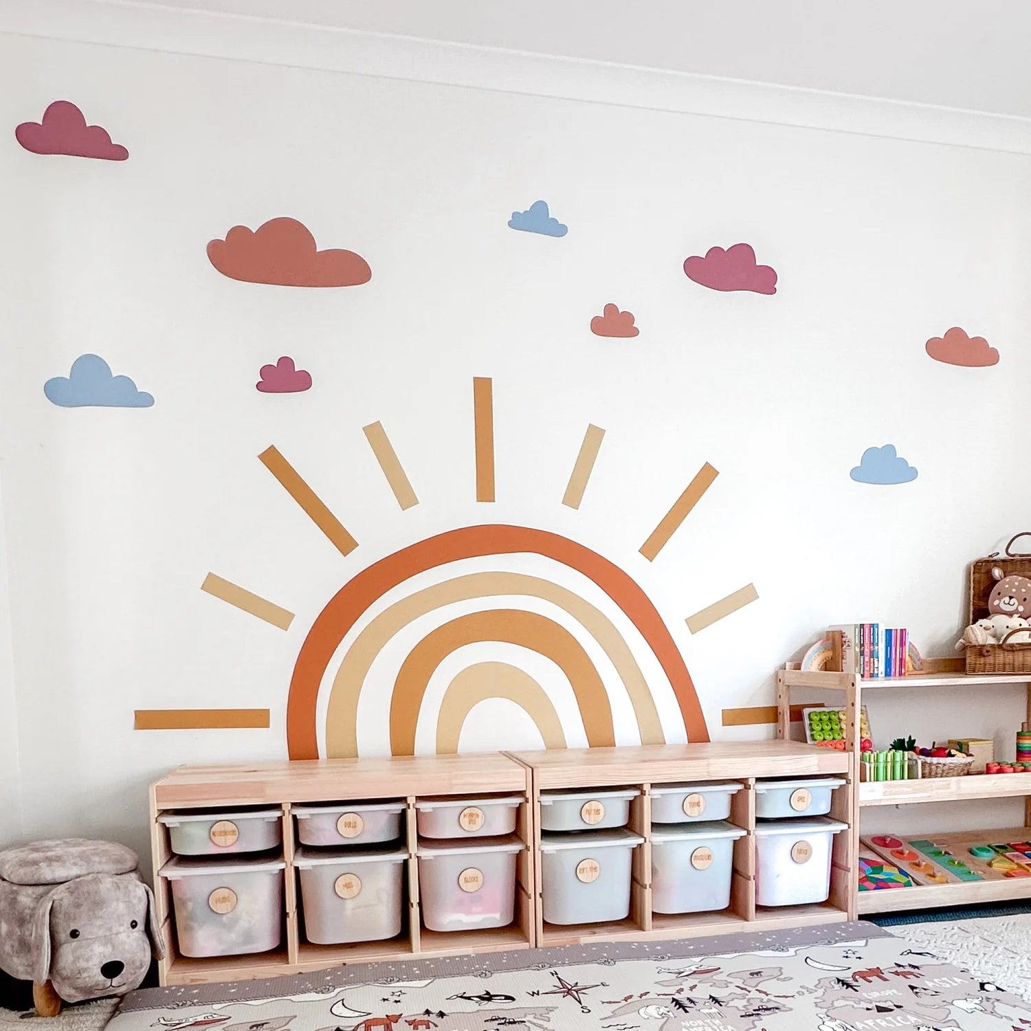 Multi Clouds Wall Decal - Decals - Rainbow Sun Clouds