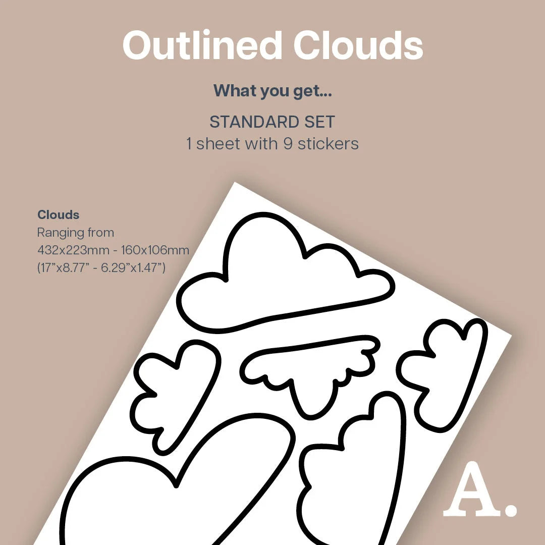 Outlined Clouds Wall Decal - Decals Big Features