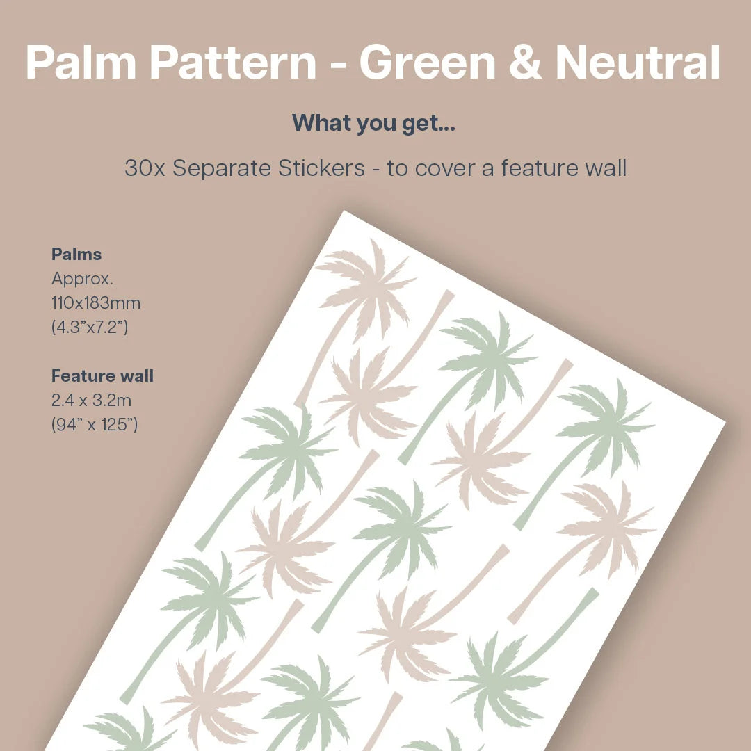 Palm Pattern Green &amp; Neutral - Decals - Florals