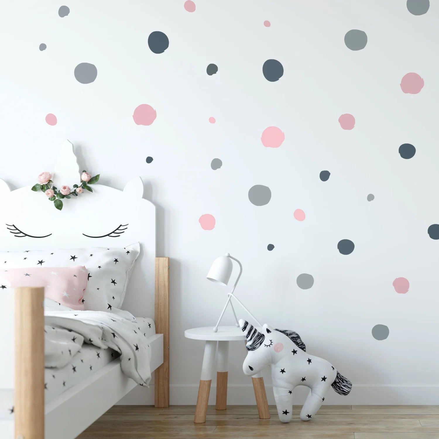 Pink & Grey Polka Dot Wall Decal - Decals Dots