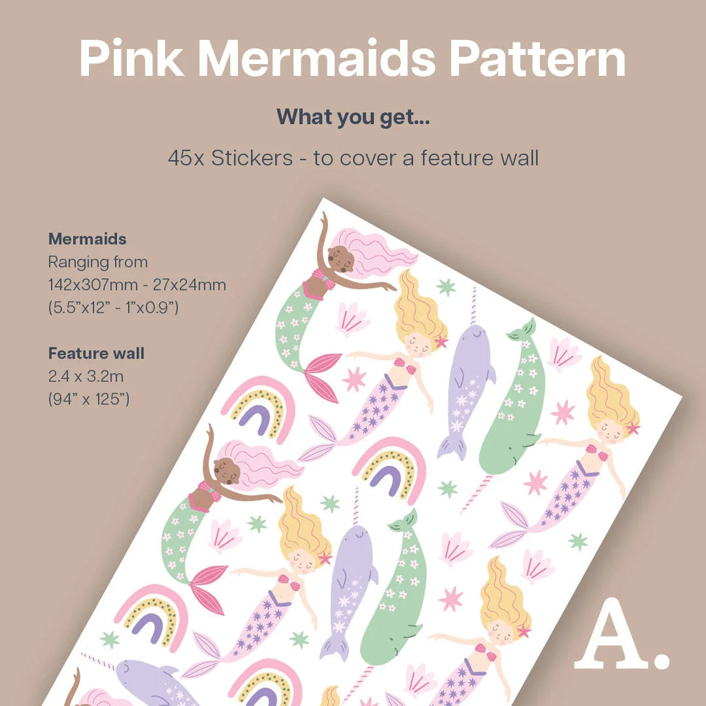 Pink Mermaids - Patterned - Decals - Fantasy