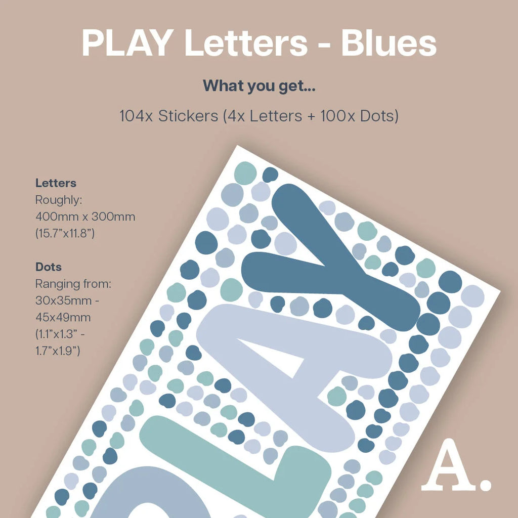 PLAY Letters - Blues - Decals - Alphabet