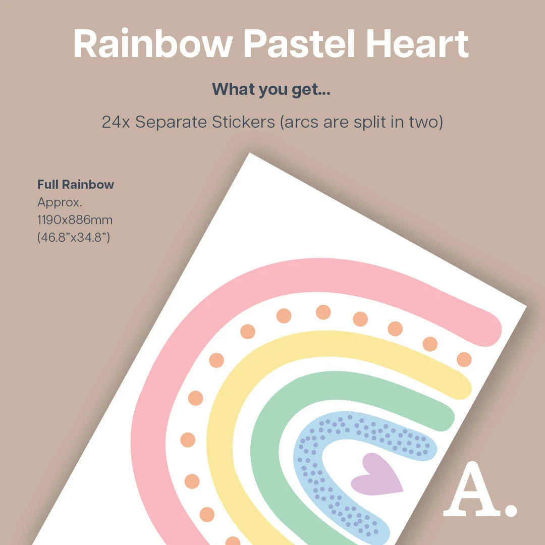 Rainbow Pastel Heart Wall Decal - Decals - Rainbow Sun