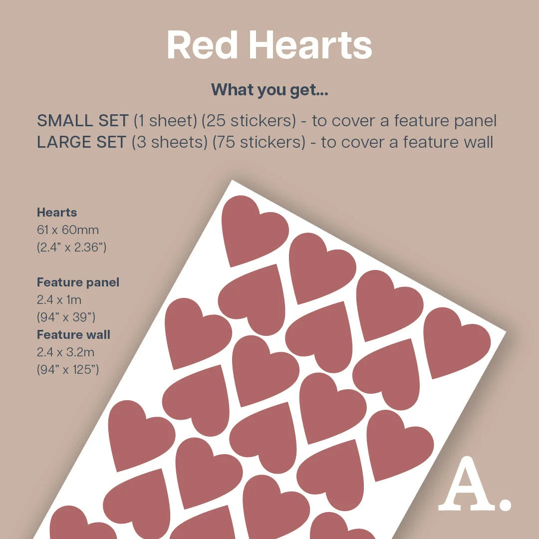 Red Hearts Wall Decal - Decals Abstract Shapes