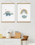 Stegosaurus Dinosaur and Rainbow Star Print - Prints