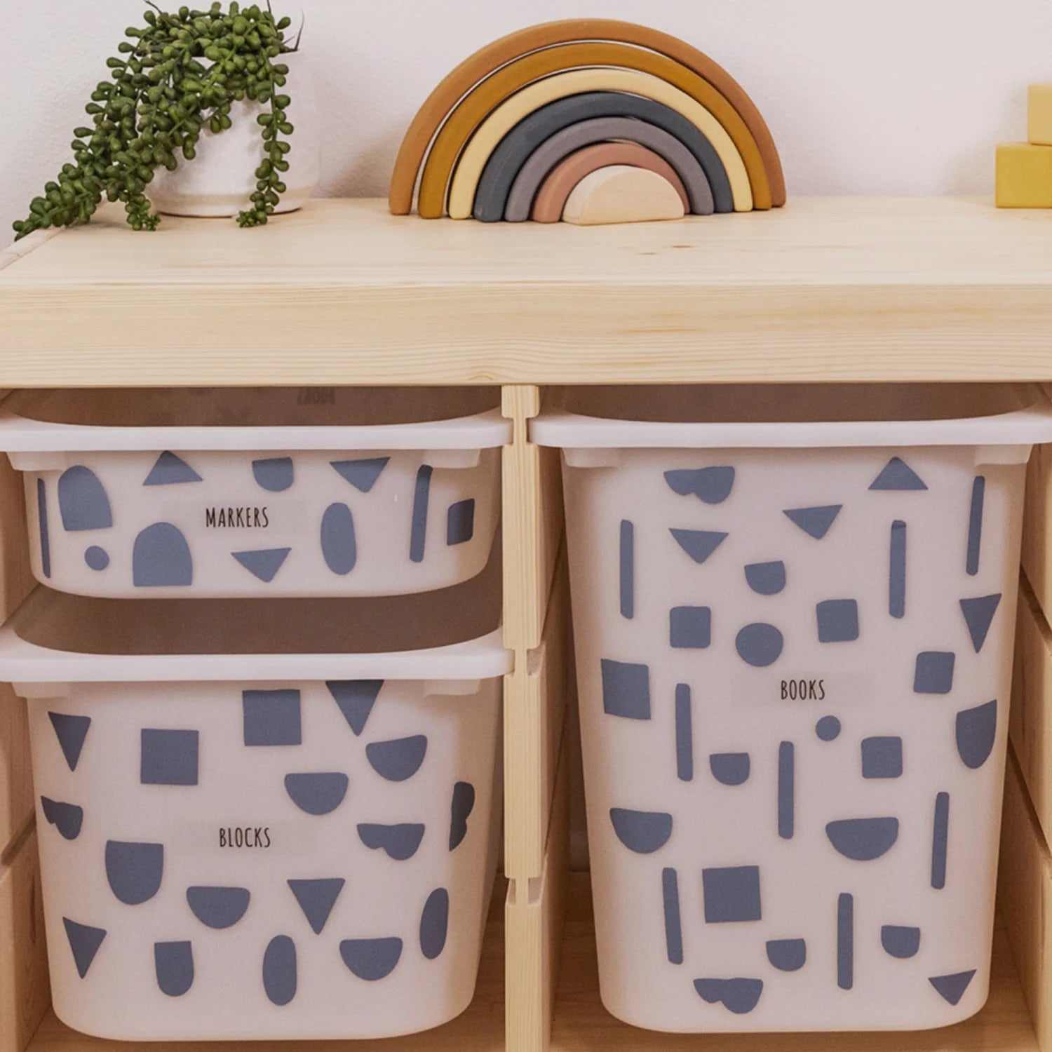 Straight Abstracts Blue - Storage Tub Decals Organisational
