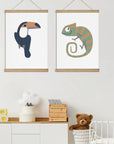 Toucan and Chameleon Print - Prints Animals
