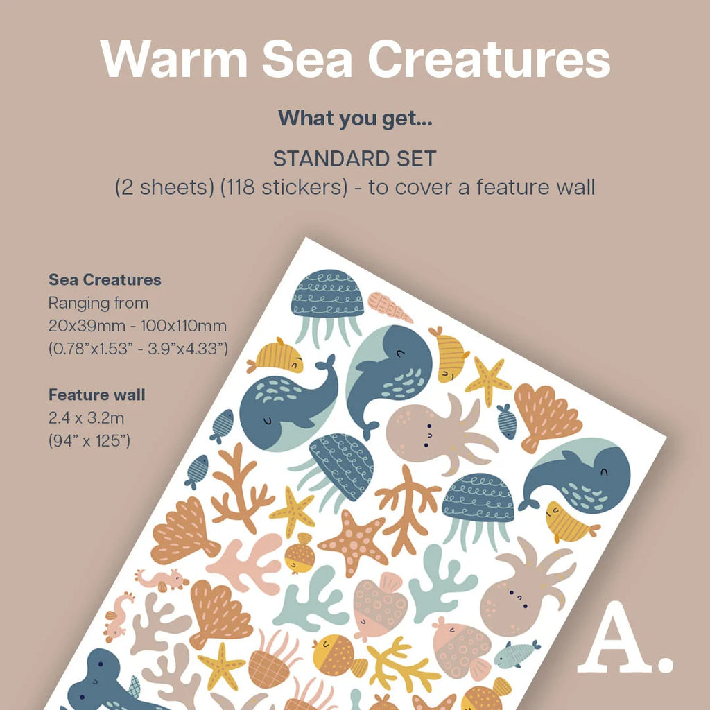 Warm Sea Creatures Small Wall Decal - Decals and Space